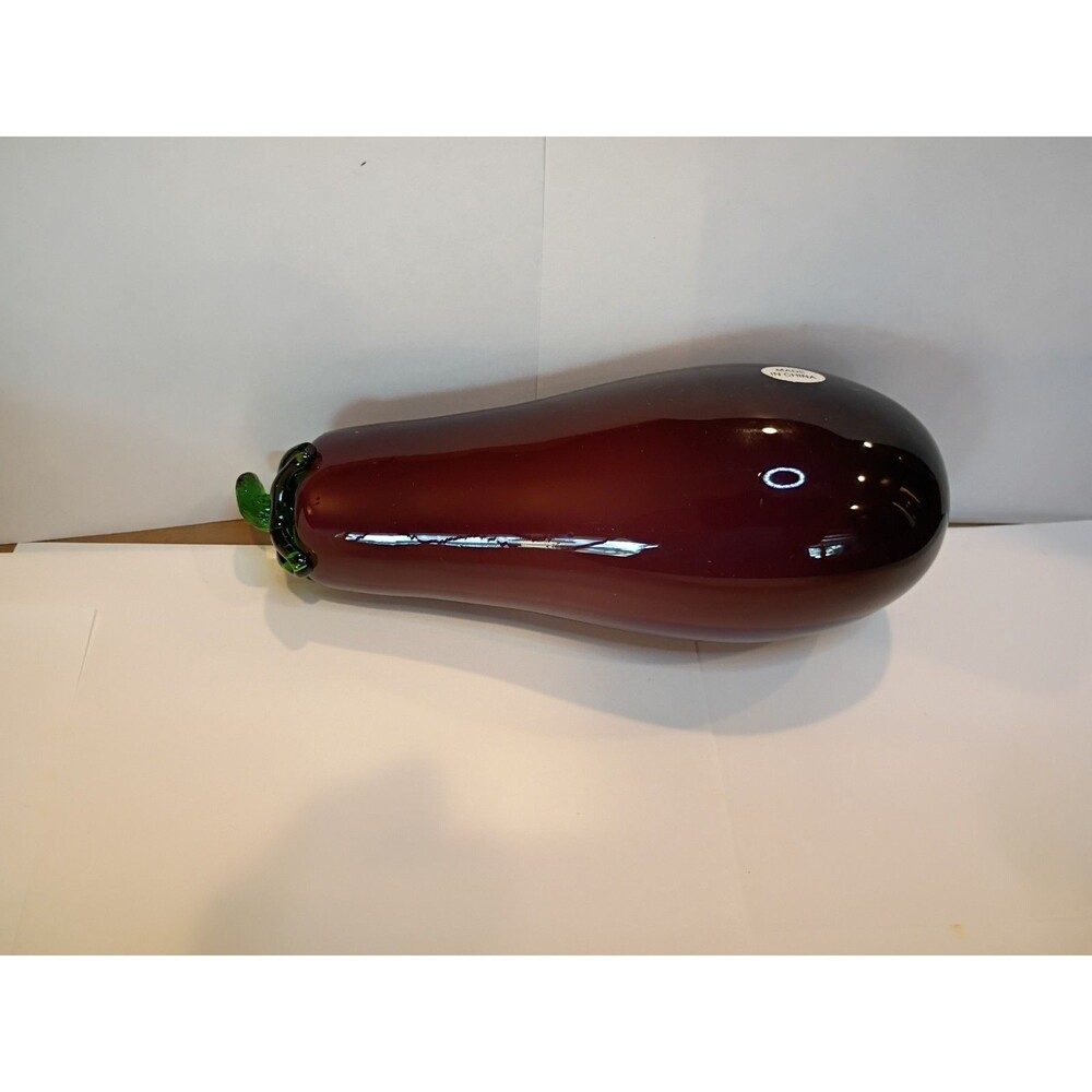 Hand blown Glass Purple Eggplant Vegetable Decoration 6" Decor Small VTG